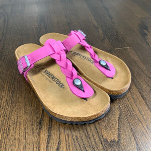 Birkenstock Gizeh Braided Oiled Leather Sandals Festival Fuchsia Women Size 37